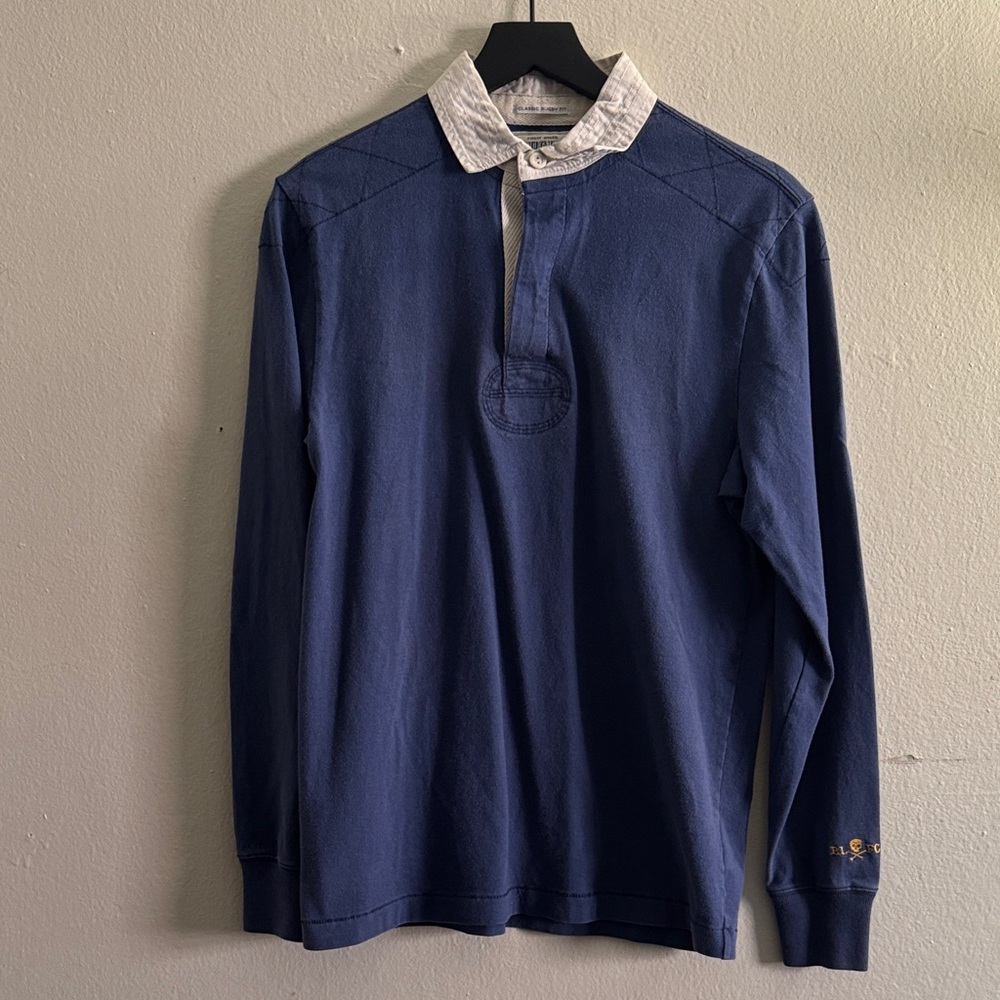 Rugby Ralph Lauren Blue and White Long Sleeve Shirt